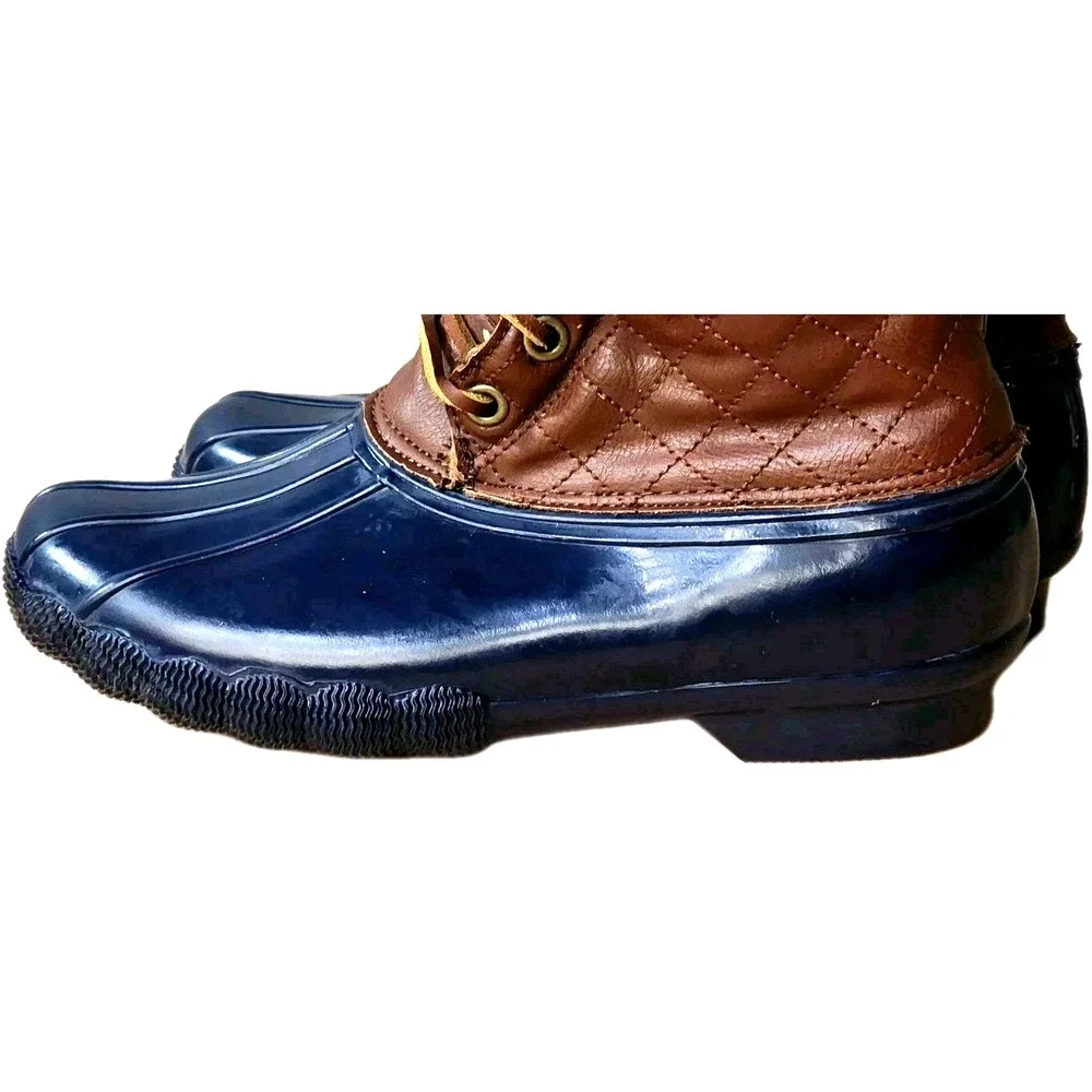 Steve‎ Madden Blue/Brown Rain/Duck Boots Quilted Fleece Lined Women's Size 6